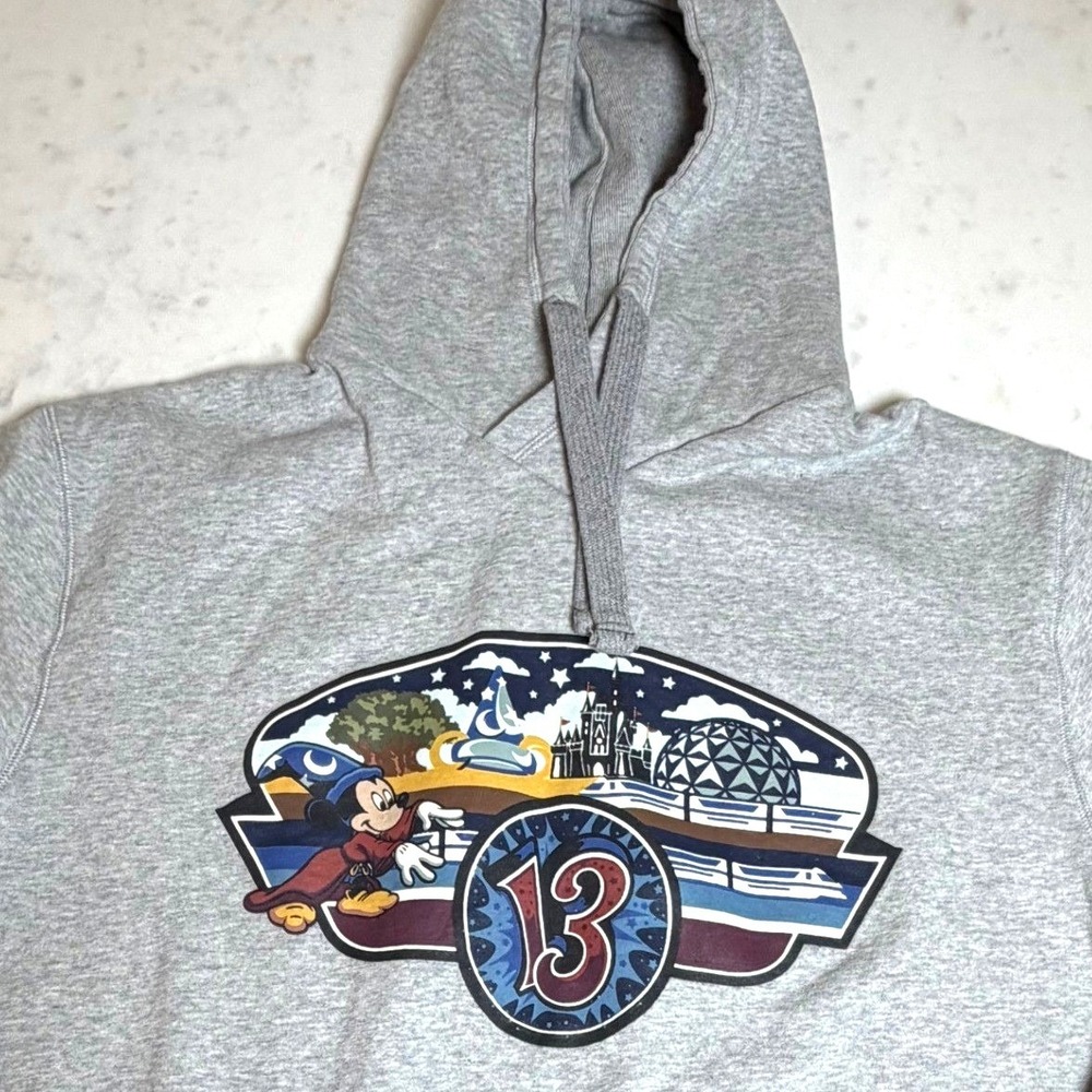 Disney Parks Walt Disney World Hoodie‎ XL Gray Sorcerer Mickey Excellent